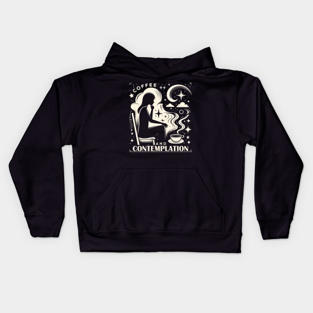 Coffee and Contemplation, Mental Health Awareness Kids Hoodie by cyryley